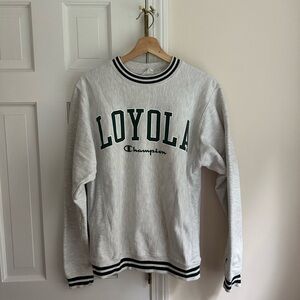 Vintage Loyola Champion Gray Sweatshirt with Green Accents